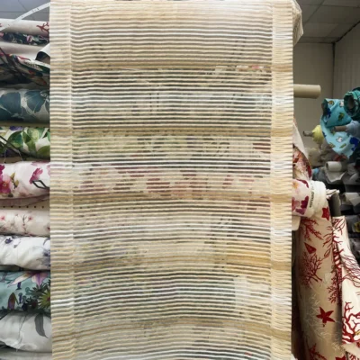 Tendina a vetro in organza a righe ricamate - Alt.60 cm 2