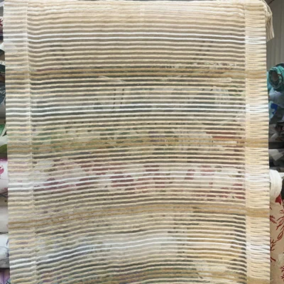 Tendina a vetro in organza a righe ricamate - Alt.60 cm 1