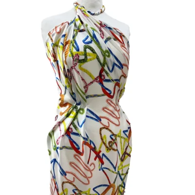 raso seta stampa lacci colorati