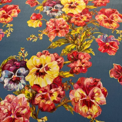 Raso di seta elasticizzato fantasia floreale 1