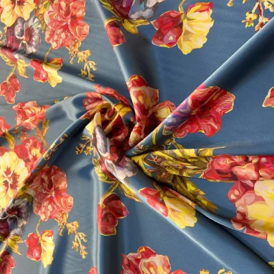 Raso di seta elasticizzato fantasia floreale 5