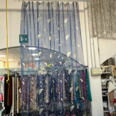 Tende organza con luna e stelle in oro - var blu (2)