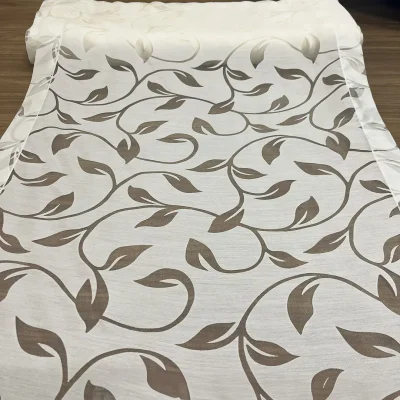 Tendina a vetro in devorè fantasia a foglie 3