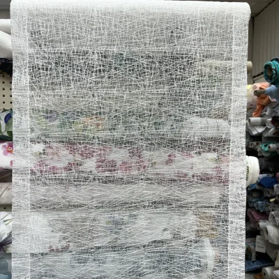 Tendina bianca con bande laterali a righe grigio 1