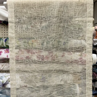 Tendina bianca con bande laterali a righe grigio 5