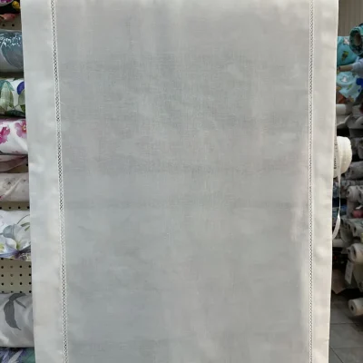 Tendina misto lino bordata a crochet - bianco naturale 2