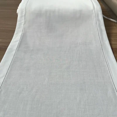 Tendina misto lino bordata a crochet - bianco naturale 3