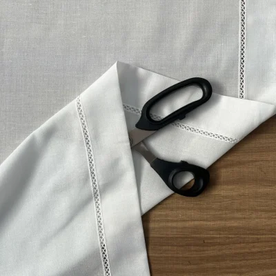 Tendina misto lino bordata a crochet - bianco naturale 4