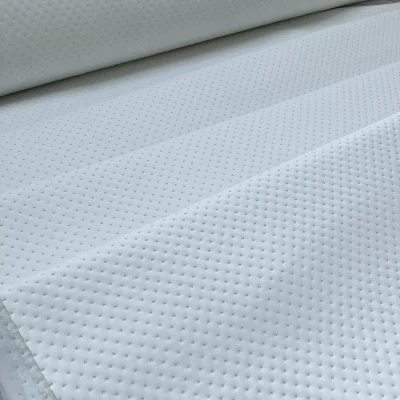 Tessuto ecopelle trapuntata effetto Capitonn&egrave; a pois in profondit&agrave; bianco (12)