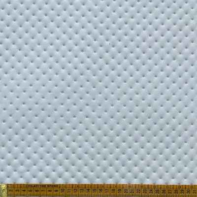 Tessuto ecopelle trapuntata effetto Capitonn&egrave; a pois in profondit&agrave; bianco (7)