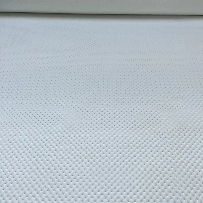Tessuto ecopelle trapuntata effetto Capitonn&egrave; a pois in profondit&agrave; bianco (9)