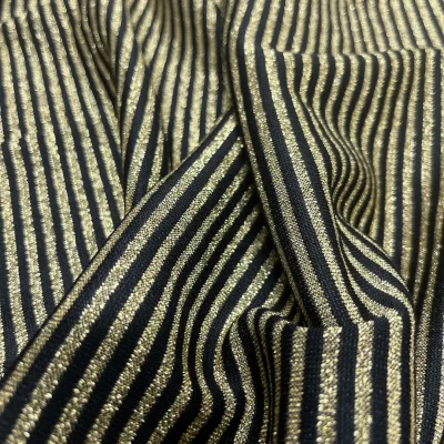 Tessuto maglina dorata e nera a righine al metro (1)