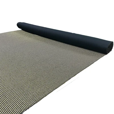 Tessuto maglina dorata e nera a righine al metro (2)