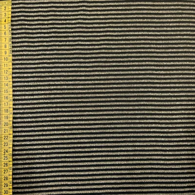 Tessuto maglina dorata e nera a righine al metro (5)