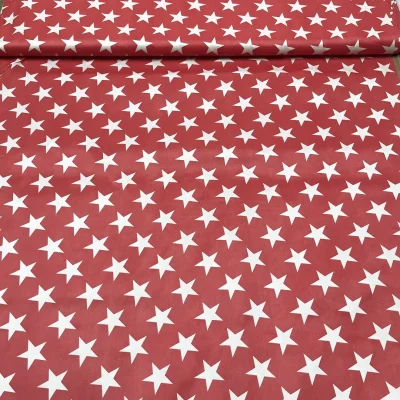 Tessuto rosso con stelle bianche grandi carnevale (2)