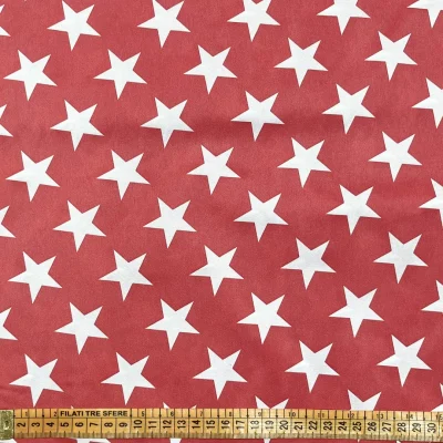 Tessuto rosso con stelle bianche grandi carnevale (3)