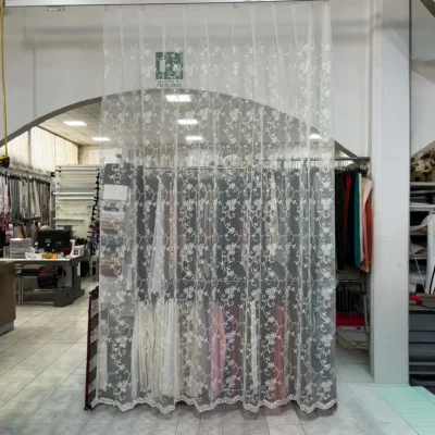 Tulle Ricamato Floreale Bianco Naturale per Tende (2)