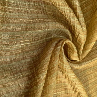 tenda organza goffrata righe ocra e verde salvia 4