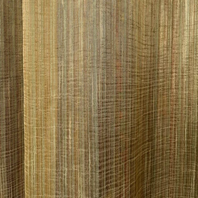 tenda organza goffrata righe ocra e verde salvia