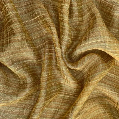 tenda organza goffrata righe ocra e verde salvia 5