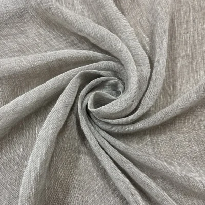 Tessuto per tende in puro lino Fischbacher&nbsp;- grigio melang&egrave; Alt.310