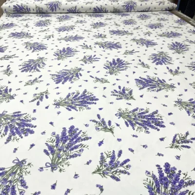 Panama 100% Cotone Lavanda Floreale per Tovaglie Eleganti - Alt.280 cm