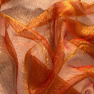 tende organza goffrata arancio rosso 4