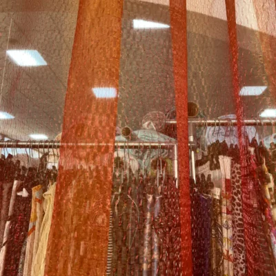 tende organza goffrata arancio rosso