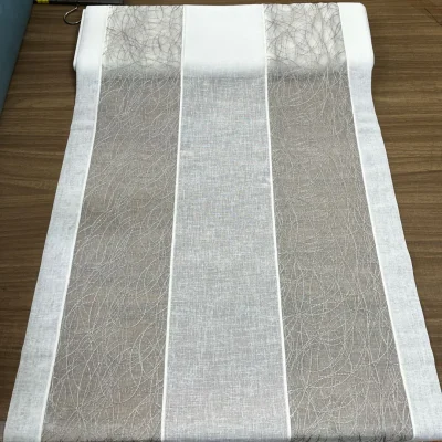 Tendina effetto lino con inserti in organza 5