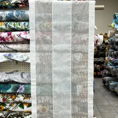 Tendina effetto lino con inserti in organza 7