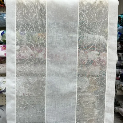 Tendina effetto lino con inserti in organza1