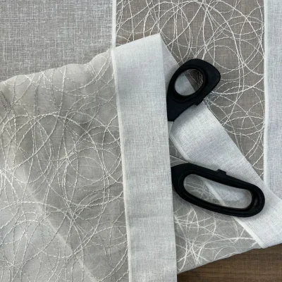 Tendina effetto lino con inserti in organza3