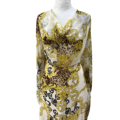 seta Versace oro leopardato