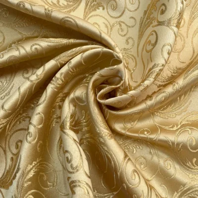 Tessuto multiuso damascato dorato in lam&egrave; - Alt.290 cm
