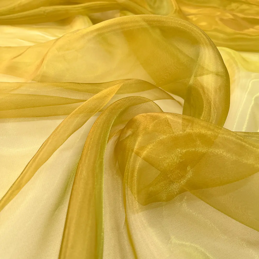 tessuto per tende organza liscia oro verde acido cangiante al metraggio (1)