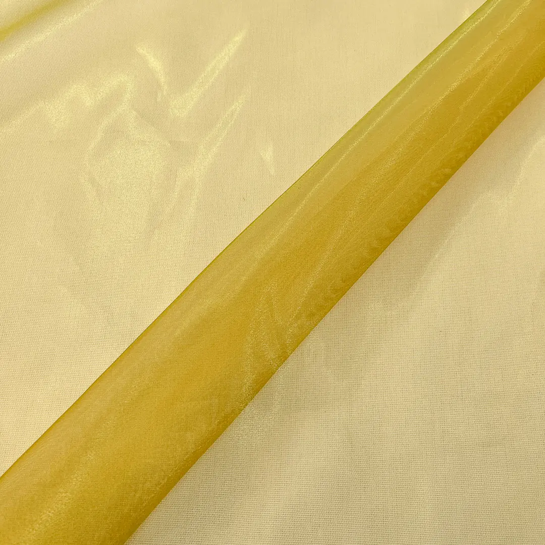 tessuto per tende organza liscia oro verde acido cangiante al metraggio (3)