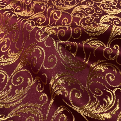 tessuto damascato lam&egrave; tovaglie arredo oro rosso scuro (12)