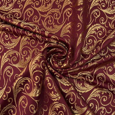tessuto damascato lam&egrave; tovaglie arredo oro rosso scuro (15)