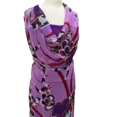 seta georgette stampa fiori viola e rosso 1