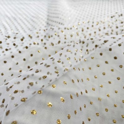 Tulle bianco con pois dorati 6