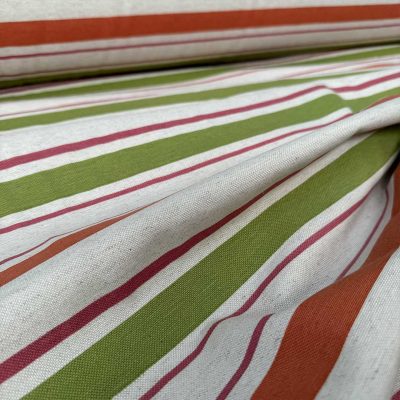 Tessuto fantasia a righe terracotta verde 5