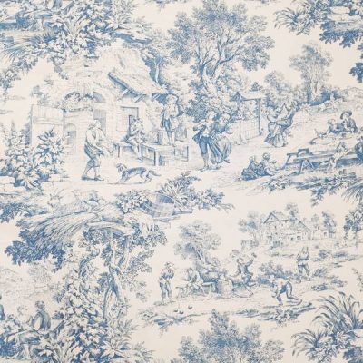 Tessuto in cotone "Toile de Jouy" fantasia paesaggio campestre H280