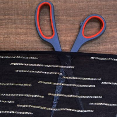 Seta alta moda nera con inserti in oro platinato - Alt.140 cm - 5