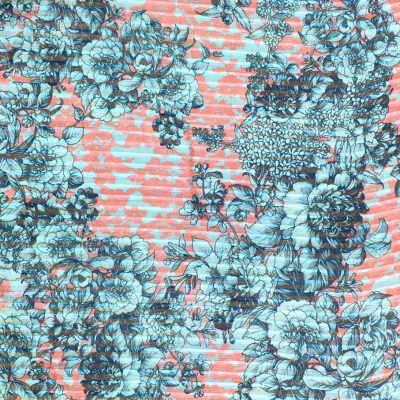 Seta con fantasia floreale in contrasto 150 cm