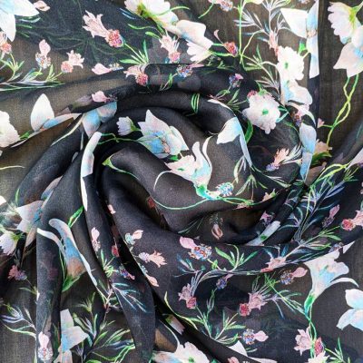 Seta Voile floreale colori primaverili Alt.140 cm