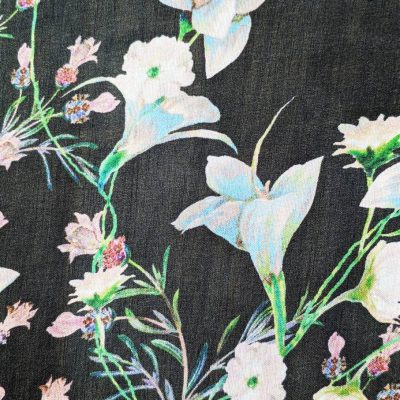 Seta Voile floreale colori primaverili Alt.140 cm