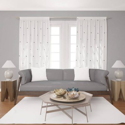 Tessuto tendaggio a pois ricamati - 2 Varianti Alt.320 cm