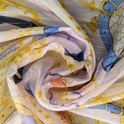 Seta goffrata con lineamenti d'oro 140 cm