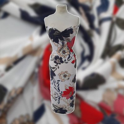 Viscosa bielastica floreale Alt.140 cm