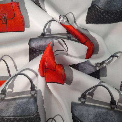 Tessuto semicoprente fantasia borse Alt.145 cm